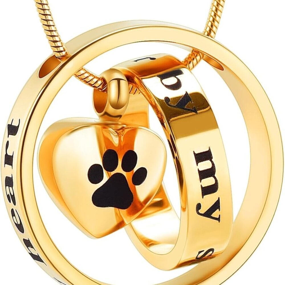 Forever in My Heart,No Longer by My Side Pet Cremation Jewelry for Ashes of Dog/